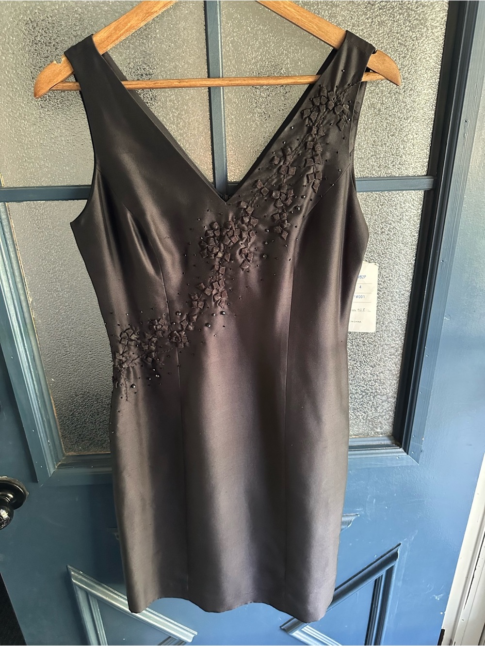 Vintage Spenser Jeremy Black V-Neck Embellished Dress